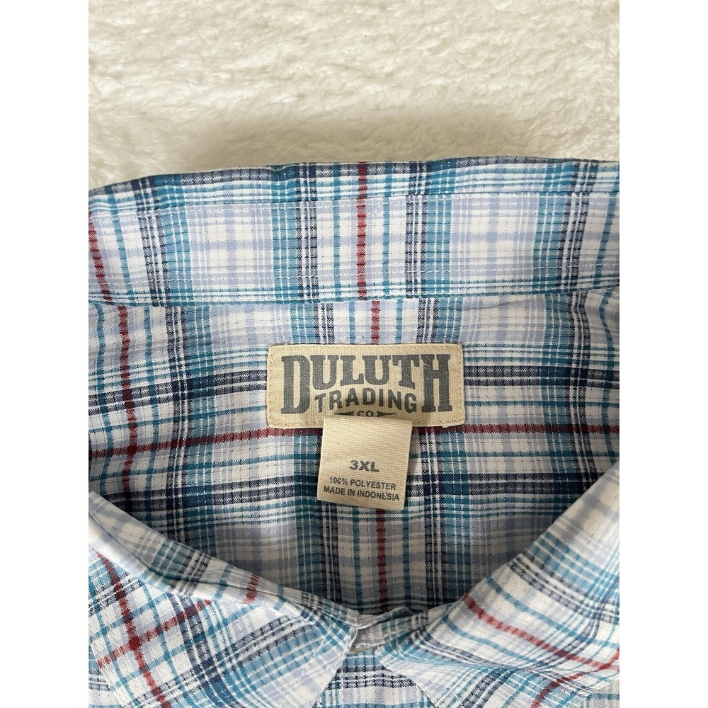 Duluth Trading Co Breezeshooter Red White Blue Vented Check‎ S/S Shirt Men's 3XL - Picture 4 of 9